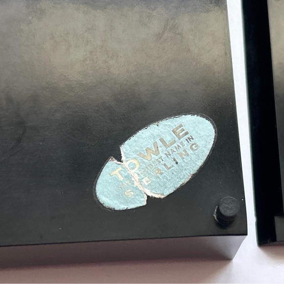 Vintage Towle Silversmiths 900 Silver Black Bakelite Footed Trinket Box - Picture 6 of 10